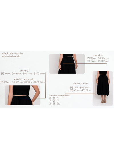 Saia Movimiento Preta // Tecido com viscose 
