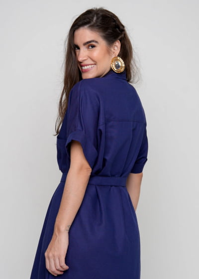 Chemisie Oversized Enlace Marinho // Tecido sustentável