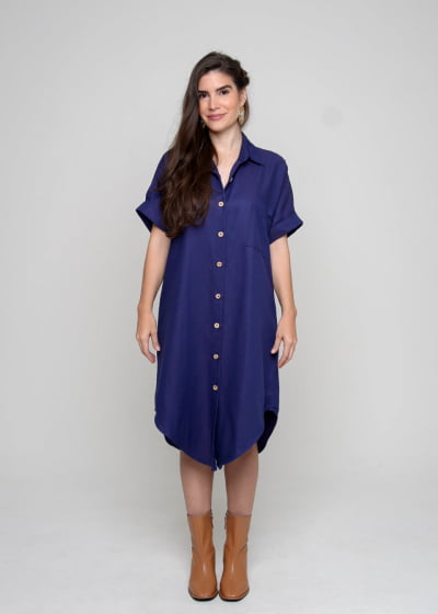 Chemisie Oversized Enlace Marinho // Tecido sustentável