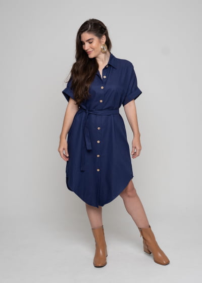 Chemisie Oversized Enlace Marinho // Tecido sustentável