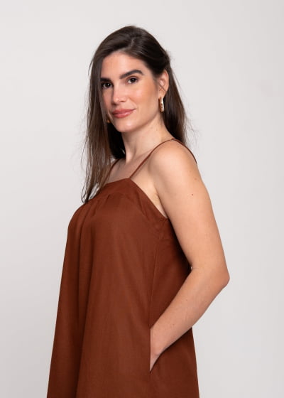 Vestido Fluir Cacau // Tecido sustentável 