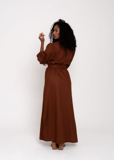 Vestido Longo Refúgio Cacau // Tecido sustentável 