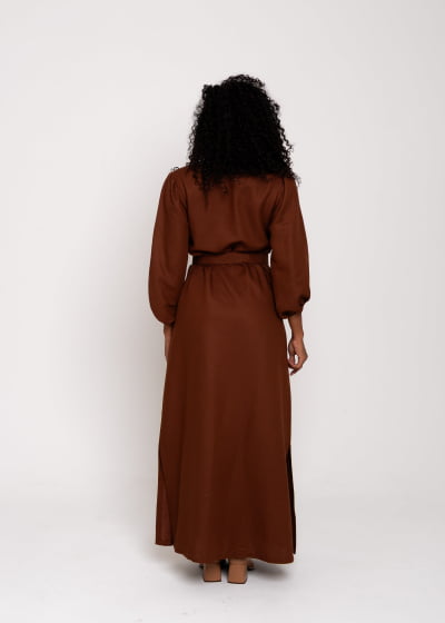 Vestido Longo Refúgio Cacau // Tecido sustentável 