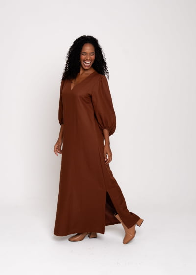 Vestido Longo Refúgio Cacau // Tecido sustentável 