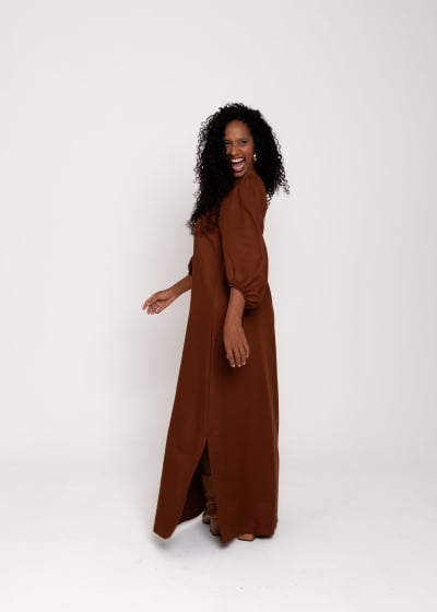 Vestido Longo Refúgio Cacau // Tecido sustentável 