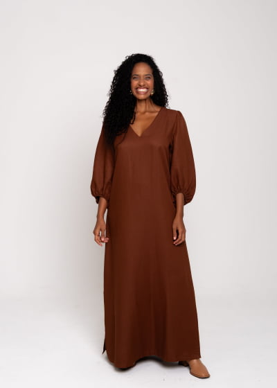 Vestido Longo Refúgio Cacau // Tecido sustentável 